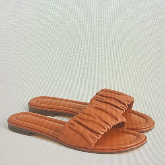 J.Crew Menorca Scrunchie-Strap Slides In Leather - Picture 1 of 3